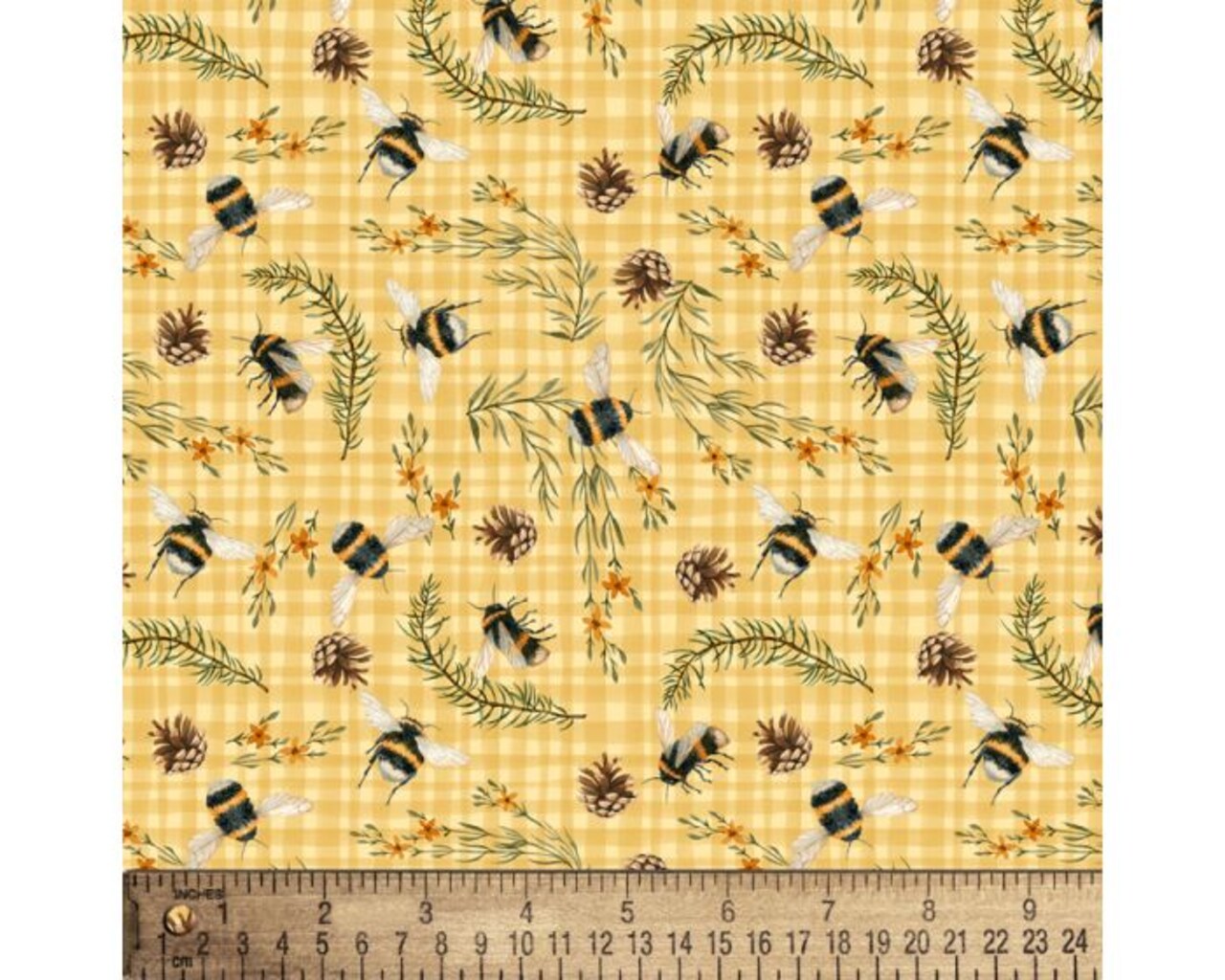 Wildflower Honey Bees Cotton Fabric | By The Yard | Sewing and Crafting | 44 inches wide